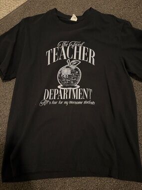 The Tired Teacher Department Black Graphic Tee